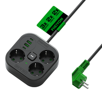 Prise de table Pheiyon 10A Schuko 3 prises avec ports USB-A+Type-C, interrupteur, protection contre les surtensions 175J, type F CEE 7-3, multi-appareils pour la maison