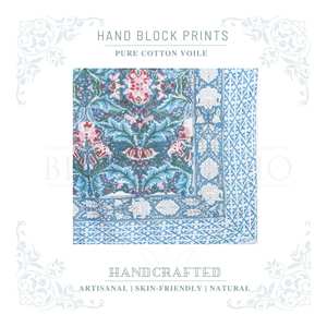 Sarong en coton imprimé à la main avec motif saphir bleu pour femmes, léger, idéal comme paréo de bikini, pour la plage et les vacances d'été - Product Image 4