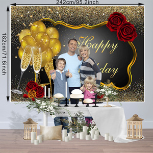 Glitter Gold Red Rose Floral Golden Globos Tacones Champagne Glass Fondo <span class=keywords><strong>para</strong></span> adultos Mujeres Decoraciones <span class=keywords><strong>de</strong></span> fiesta <span class=keywords><strong>de</strong></span> <span class=keywords><strong>cumpleaños</strong></span> - Product Image 4