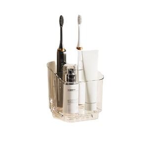 Wall Mounted Toothbrush Storage Rack Rectangular Transparent Gray Durable Bathroom Shelves - Product Image 4