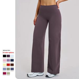 Pantalon de sport décontracté pour femme, coupe ample et large, brossé, uni, amincissant, respirant, en Spandex/Nylon, idéal pour la course en extérieur - Product Image 2