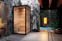 Harga Terjangkau Sauna Inframerah Jauh Kayu Solid Modern Hemlock Kanada untuk 1-2 Orang, Ruang Sauna Uap Dalam & Luar Ruangan