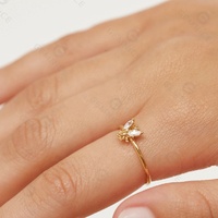 Gemnel Bague en argent sterling 925 en or 14 carats avec zircon marquise Animal mignon insecte abeille pour femme