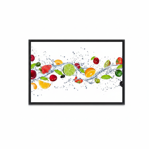 Elegant Fruits Splash Art Deco Panel <b>Canvas</b> Print Modern Kitchen Wall Art Hanging Clear <b>Framed</b> <b>Canvas</b> - Product Image 2