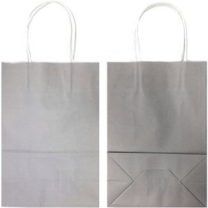 ถุงกระดาษคราฟท์แฟชั่นรักษ์โลก ขนาด 13x7x13 นิ้ว สำหรับใส่ของขวัญหรือช้อปปิ้ง แบบใช้แล้วทิ้ง สีเทา มีหูหิ้ว - Product Image 4