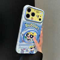 Coque en silicone gel pour iPhone 17 Pro Max, 15/14/13, thème policier, design dessin animé mignon, support rotatif, impression UV