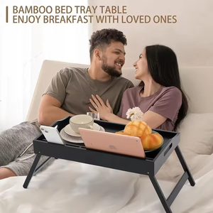 <b>Foldable</b> Table Tea Room Tray, Household Bedroom Wooden Tray, Simple Computer Table, Small Wooden <b>Desk</b> - Product Image 2
