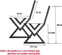Pieds de banc triangulaires en fonte de 18 pouces, base de chaise, support de dossier, lot de 2, pour projet DIY, mobilier moderne de salon, noir