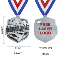 Medalla Deportiva Personalizada de Aleación de Zinc, Premio 2D 3D con Técnica de Grabado Plateado para Bolas de Bolos