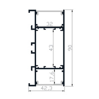 Profil de lumière LED Offre Spéciale haut et bas avec profil de LED linéaire à deux bandes LED pour l'éclairage intérieur sur la décoration murale 42.3*90mm