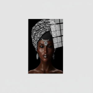 Elegante Arte en Vidrio Templado de Mujer Africana - Decoración Impresa en Lienzo, ARTE EN VIDRIO TEMPERADO - Product Image 2