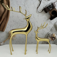 Ensemble de 2 figurines de rennes, décoration d'intérieur, cerfs de Noël en laiton, rennes lourds, décorations d'intérieur de Noël pour la maison