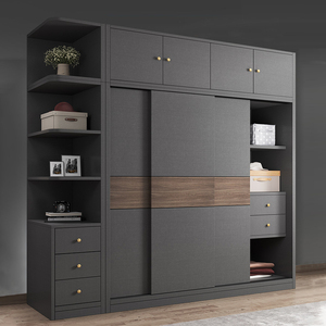 <span class=keywords><strong>Armoire</strong></span> de chambre moderne avec portes coulissantes de 1,4 m de large, meuble de rangement avec commode et portes à double action - Product Image 5