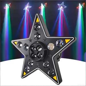 Lumière d'effet DJ rotative 3 en 1 à cinq étoiles RGBW avec faisceau, œil d'abeille, stroboscope et bande LED pour mariage, fête, karaoké, club, discothèque, spectacle - Product Image 1
