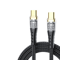 Kabel Pengisian Cepat USB C ke USB C 100W, Kabel Data Sinkronisasi 480Mbps, Konektor Berlapis Emas, Jalinan Nilon