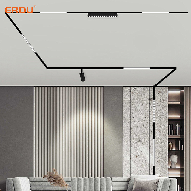 Hot Selling LED Linear Track Light System COB Spot Magnetic Grille Modern Style Aluminum High CRI 90 Dimmable Interior Ceiling