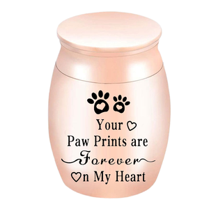 Urna de Cremación para Mascotas Personalizable, Urna de Metal Pequeña para Cenizas de Perro con Huella de Pata Conmemorativa - Product Image 1
