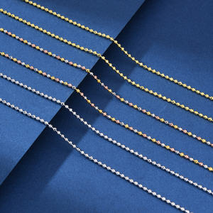 Chaîne italienne en <span class=keywords><strong>argent</strong></span> sterling 925 collier de perles boule 2 mm plaqué rhodium or exquis mode longueur réglable femmes hommes cadeau - Product Image 2