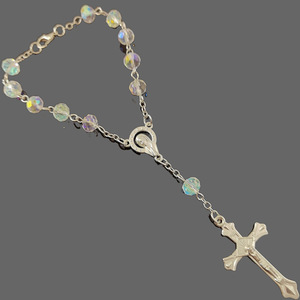 Rosario Católico Hecho a Mano con Cuentas de Cristal Rosa de 6 mm y Medalla de San Benito <span class=keywords><strong>en</strong></span> Aleación, <span class=keywords><strong>para</strong></span> Oraciones - Product Image 5