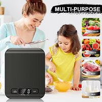 Balance de cuisine numérique noire rechargeable par USB pour la cuisson, balance à café en acier inoxydable, affichage LCD, balance alimentaire électronique pour la pâtisserie