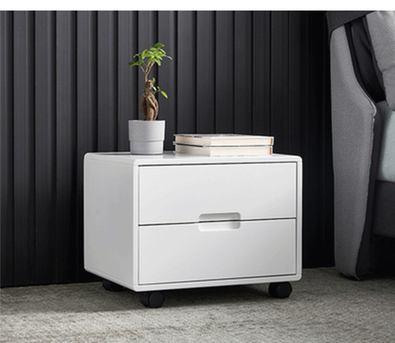 Modern white solid wood bedside table nightstand with drawers bedroom furniture