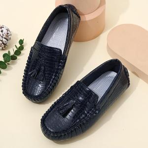 Nuevos Mocasines Azules Marinos para Niños, con Diseño de Cocodrilo <span class=keywords><strong>en</strong></span> Relieve, Decoración de Borlas, Antideslizantes, Zapatos Casuales para Niños, para la Escuela y Fiestas, Venta al Por Mayor, Personalizados - Product Image 3