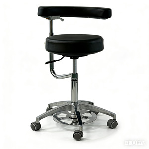 Fauteuil dentaire KM-CZY035 réglable et pivotant avec roulettes, usage professionnel, simili cuir noir - Product Image 5