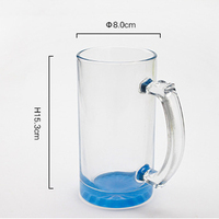 Verre à bière en verre transparent de 16 oz avec fond arc-en-ciel personnalisé, tasse à sublimation vierge pour bière de blé