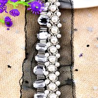 Perles à motif en strass de cristal Gillian, rondes à 12 facettes, chaîne en dentelle pour vêtement, à coudre, à dos plat, thermocollantes
