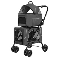 Poussette de luxe pliable à 4 roues, légère et réglable, pour chiens, chats et petits animaux