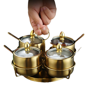 Juego de tarros de especias portátiles de acero inoxidable 304, clásicos, ecológicos y duraderos, con cubierta para cuchara de restaurante, para almacenamiento de sal, chile y barbacoa. - Product Image 1