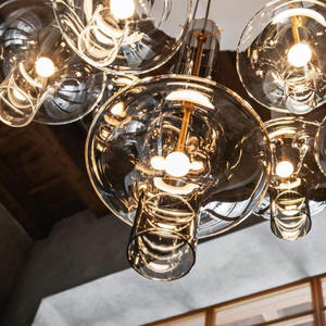 Décoration de restaurant minimaliste nordique, éclairage suspendu design pour chevet, luminaires suspendus, hôtel, verre, LED, lustres modernes - Product Image 6