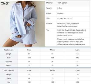<span class=keywords><strong>Pigiama</strong></span> Fashion QINSI con Profili <span class=keywords><strong>a</strong></span> Contrasto per Donna, Completo Notte Primaverile <span class=keywords><strong>a</strong></span> <span class=keywords><strong>Righe</strong></span> con Maniche Lunghe e Pantaloncini in Cotone - Product Image 5