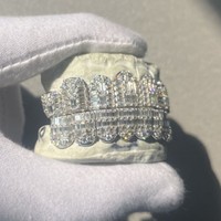 Grillz dentaire Hip Hop Punk personnalisé en argent 925 entièrement incrusté de moissanite ronde, style Iced Out pour homme rappeur