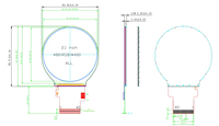 AMELIN Layar LCD TFT Melingkar 2.1 Inci Lampu Latar LED Driver ST7701S IPS Tampilan Penuh Resolusi 480X480 Antarmuka SPI Tinggi