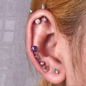 -TT- Bijou de piercing en titane ASTM-F136 avec sertissage griffe en zircon, tendance, pour oreille, lèvre, monroe, cartilage, tragus, barbell, hélix, cadeau - Product Image 5