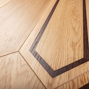 I produttori MUMU visualizzano la pavimentazione in legno di ciliegio a forma di lisca di pesce del campo da basket in rovere lamiato - Product Image 4