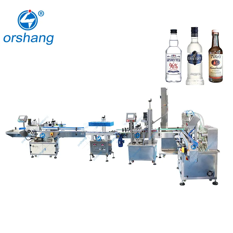 Linha de produção automática de enchimento e embalagem de garrafas de água para garrafas de vinho e vodka para alimentos