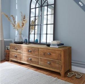 Reclaimed Wood Home Furnishings Six Drawers <strong>TV</strong> <strong>Stand</strong> Old <strong>Pine</strong> Wood End of Bed <strong>TV</strong> <strong>Stand</strong> - Product Image 4
