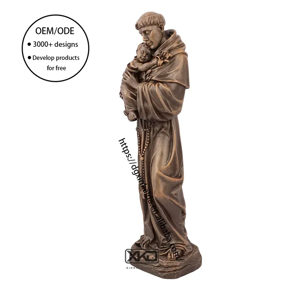 Fábrica al por mayor estatuas religiosas católicas resina San Antonio estatua escultura estado religioso gran figura de silicona molde