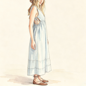 Fabricantes de vestidos personalizados <span class=keywords><strong>Boheme</strong></span> Resort vacaciones algodón señoras cuello en V sin mangas textura de lino Casual Slip vestidos mujeres - Product Image 1