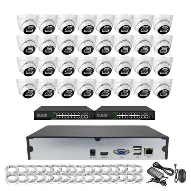32CH NVR 32 8MP POE Dome Cameras 4K Security System with 16CH POE Switch IP Network Night Vision for Indoor