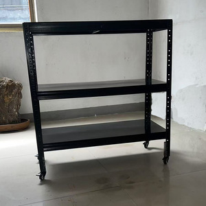 Adjustable Metal Storage <b>Rack</b> With Casters Rectangle <b>Shelf</b> For Garage Standing Type Carbon Steel - Product Image 3