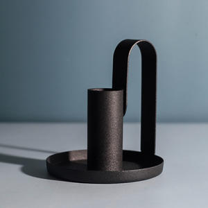 Lussuoso vassoio nero rotondo con portacandele in metallo fatto a mano semplice Design per la casa per matrimoni e decorazioni per la casa in scatola - Product Image 4