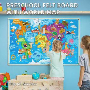 Tablero de Fieltro Educativo RS para Preescolar, de 2 a 4 Años, Mapa del Mundo de Fieltro con Lugares Famosos del Mundo, Juego de Tapete Educativo - Product Image 2