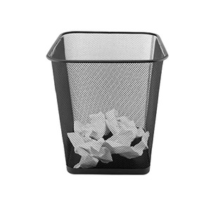 Poubelle carrée en treillis métallique, panier à papier de bureau sur pied avec ou sans couvercle, pour la collecte des déchets à la maison ou au bureau - Product Image 2