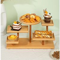 Présentoir à cupcakes en bois à 4 niveaux et plateau de service pour donuts et desserts, type plat de buffet, directement de l'usine