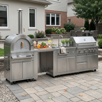 Ensemble de cuisine extérieure modulaire haut de gamme en acier inoxydable avec évier et réfrigérateur pour barbecue avec grill à gaz