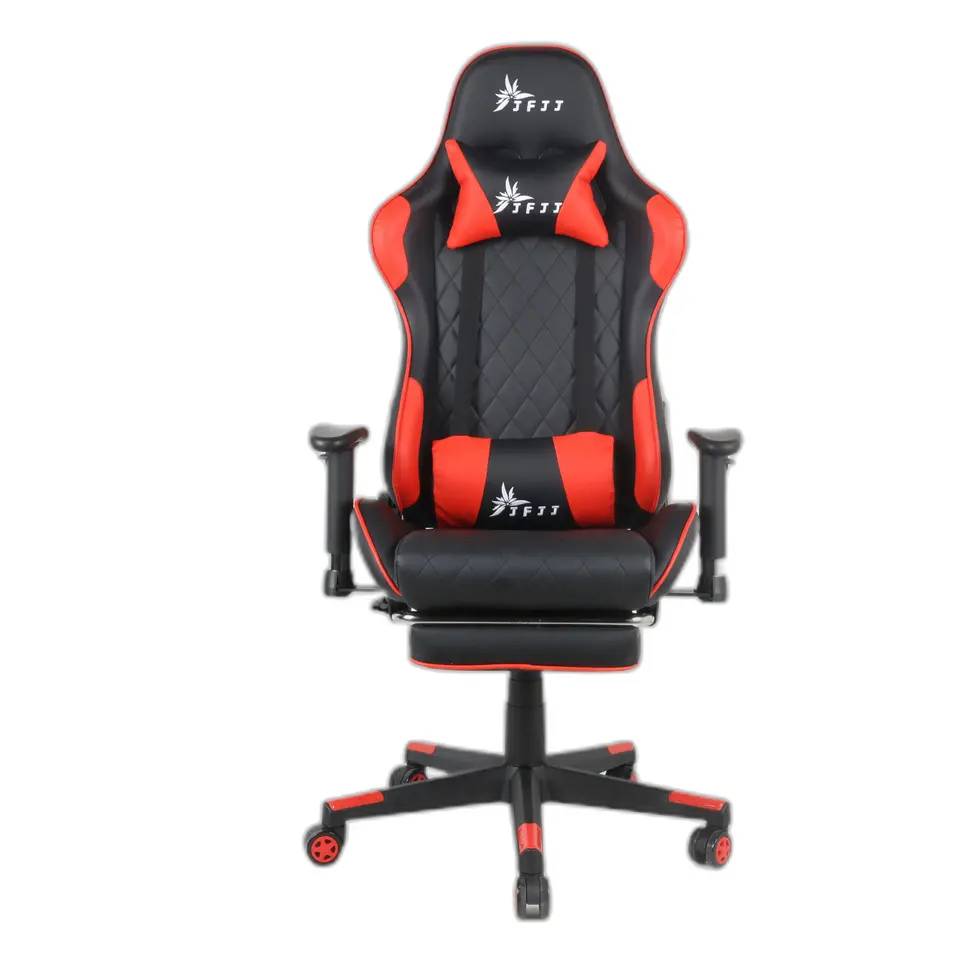 Cadeiras de escritório confortáveis em preto e vermelho ajustável inclinação encosto e apoio para os pés de longo tempo sentado