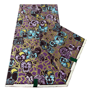 Tissu Africain Ankara Doré Véritable <span class=keywords><strong>Wax</strong></span> 100% Coton Style Kente Nigéria Ghana pour Vêtements et Couture Matériaux DIY - Product Image 1